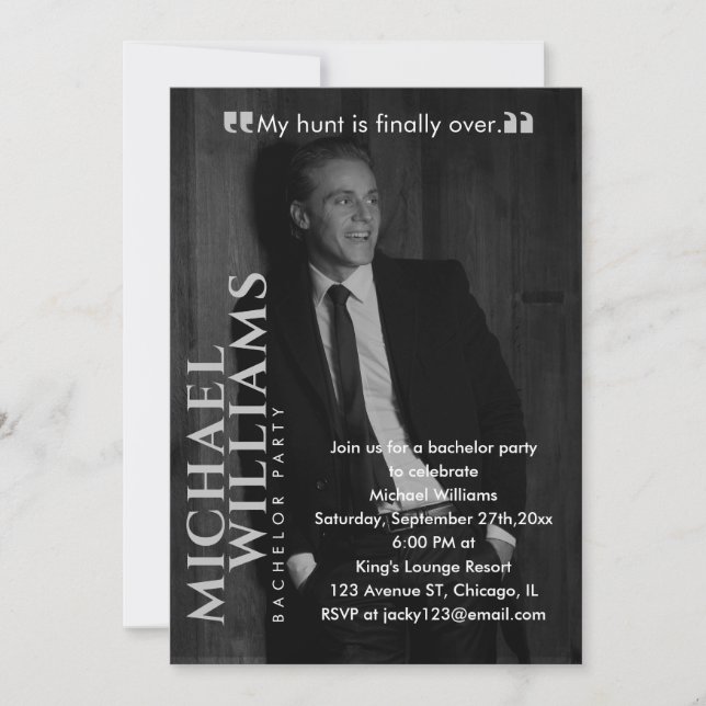 Magazintäckningsfotominimalistbachelor Party Inbjudningar (Framsida)