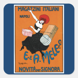 Magazzini Italiani ~ E.A. Mele Co. Fyrkantigt Klistermärke