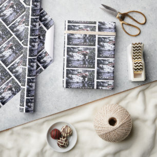Mågbro & damm i vinter Seattle, Washington Presentpapper