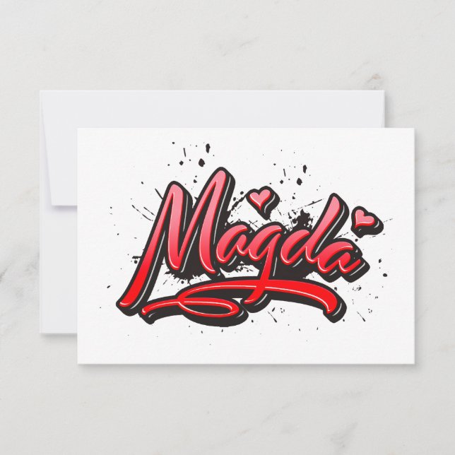 Magda Heart Splash Graffiti Kissen Kort (Framsida)
