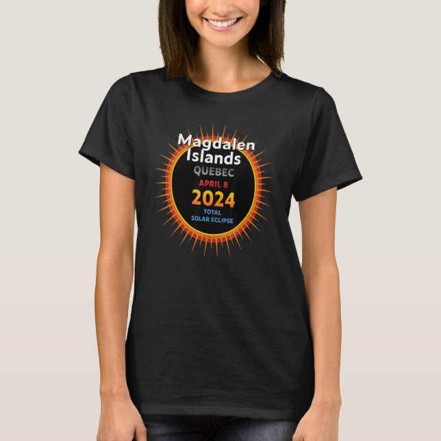 Magdalen Islands Quebec QC Total Solar Eclipse 202 T Shirt (Framsida)