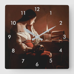 Magdalene med rökflamman, La Tour Fyrkantig Klocka