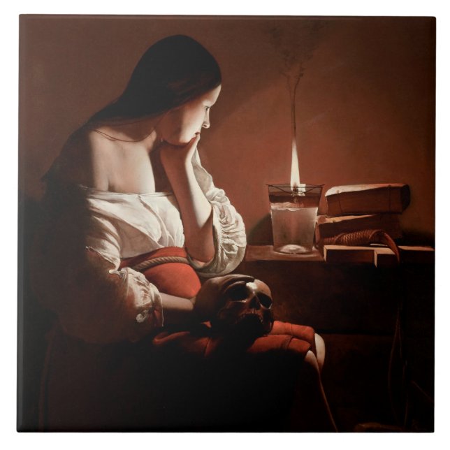Magdalene med rökflamman, La Tour Kakelplatta (Framsidan)