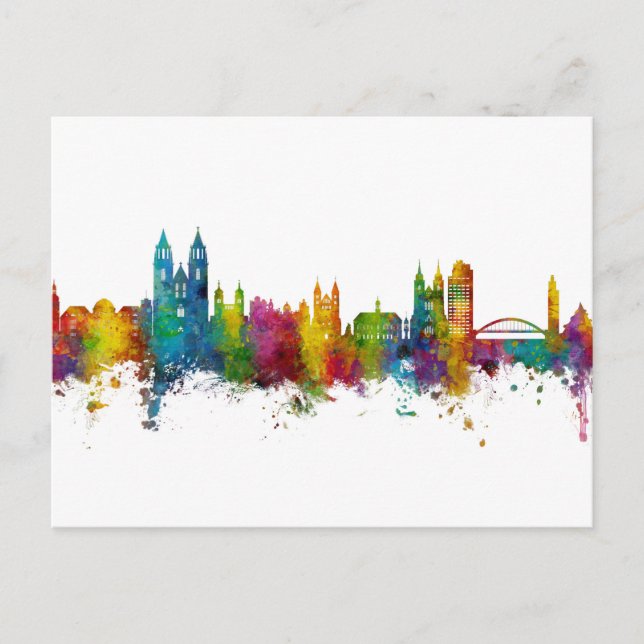 Magdeburg Tyskland Skyline Vykort (Framsida)