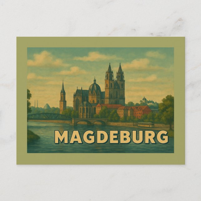 Magdeburg Tyskland Stad Konst Vykort (Framsida)