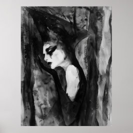 MAGE Black and White Abstrakt Witchy Porträtt Poster