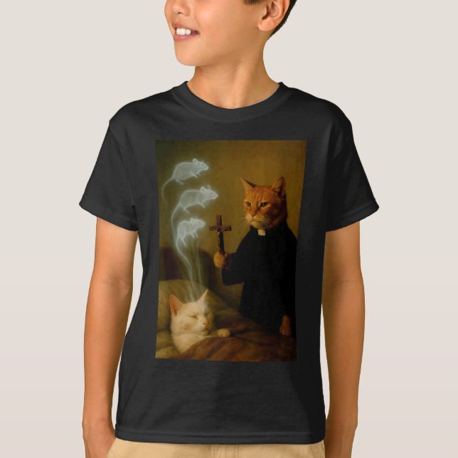 Mage Cat Meme Cat Exorcism Mouse Funny Fantasy Hum T Shirt (Framsida)