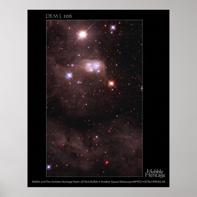 Magellanic Cloud DEM L 106 Hubble Telescope Poster (Framsidan)