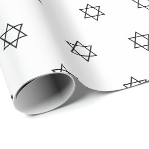 Magen David black och white mönster Hanukkah Presentpapper