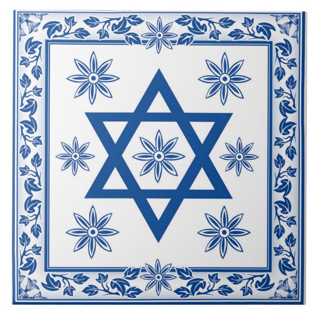 Magen David - David Star Ceramic Tile - Azulejo Kakelplatta (Framsidan)