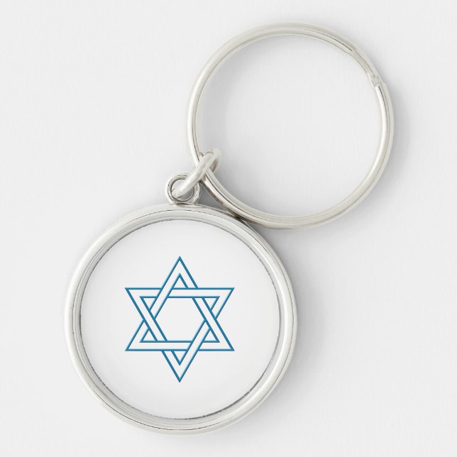 Magen David Rund Silverfärgad Nyckelring (Framsidan)