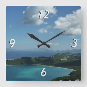 Magens Bay, St. Thomas Bevackra Island Scene Fyrkantig Klocka