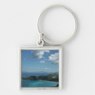 Magens Bay, St. Thomas Bevackra Island Scene Fyrkantig Silverfärgad Nyckelring