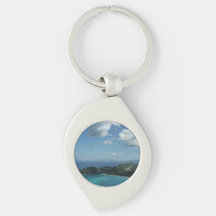 Magens Bay, St. Thomas Bevackra Island Scene Swirl Silverfärgad Nyckelring