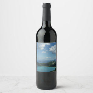 Magens Bay, St. Thomas Bevackra Island Scene Vinflaska Etikett