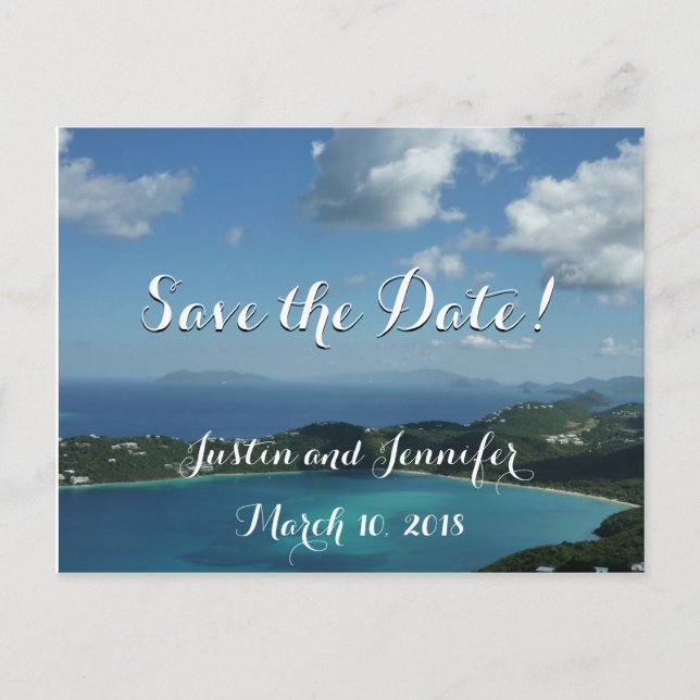 Magens Bay, St. Thomas Bröllop Save the Date Meddelande Vykort (Framsida)