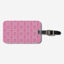 Magenta Abstrakt Blocktryck Bagageetikett