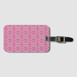 Magenta Abstrakt Blocktryck Bagageetikett Bagagebricka