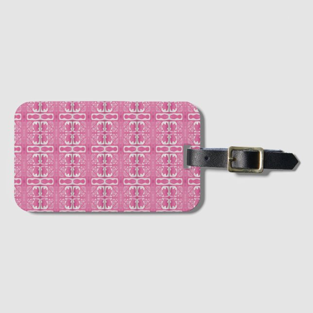 Magenta Abstrakt Blocktryck Bagageetikett Bagagebricka (Framsida horisontal)