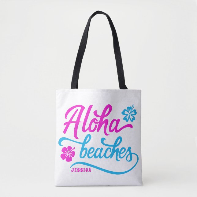 Magenta Aloha Beacher Summer Pun Personlig Tygkasse (Framsida)