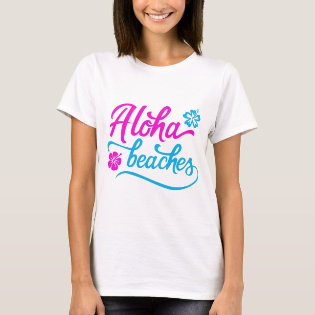 Magenta Aloha Beacher Summer Pun T-Shirt (Framsida)