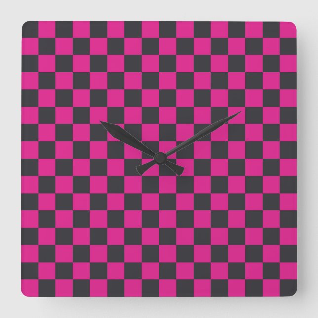 Magenta and smoke checkerboard pattern fyrkantig klocka (Framsida)