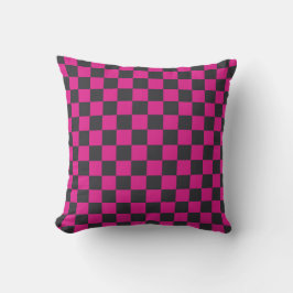 Magenta and smoke checkerboard pattern kudde