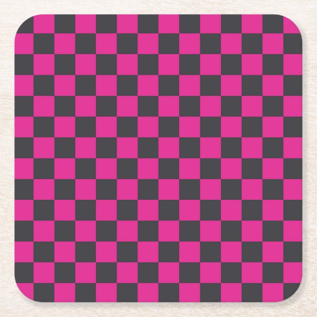 Magenta and smoke checkerboard pattern underlägg papper kvadrat (Framsidan)