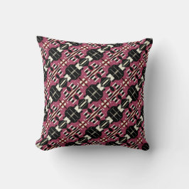 Magenta Beige Black Diagonal Mosaic Tile Rows Kudde