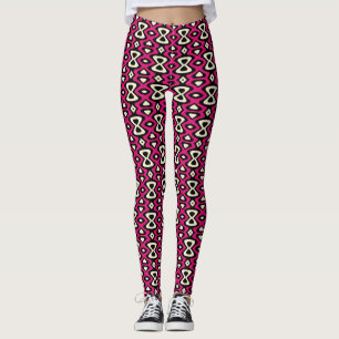 Magenta Beige Black Unique Mönster Leggings
