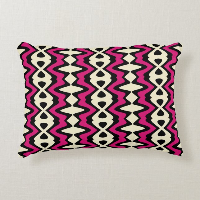 Magenta Beige Black Unique Mönster Prydnadskudde (Framsidan)