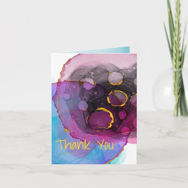 Magenta Blå och Guld Tack, Adress på Baksidan Kort (Framsida)