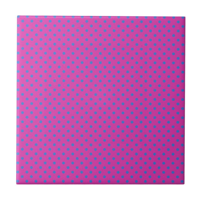 Magenta, blå Polka dots Kakelplatta (Framsidan)
