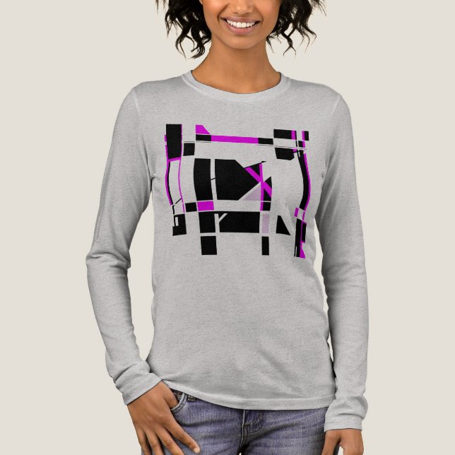 Magenta Black Gameboard Geometric MCM-inspirerad T Shirt (Framsida)