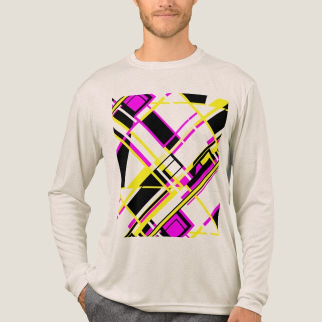Magenta Black Gult Diagonal MCM-utseende för spelb T Shirt (Framsida)