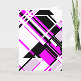 Magenta Black Lilac White Slanted Geometric Design Kort