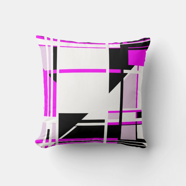 Magenta Black White Lilac Geometric MCM-utseende Kudde (Framsida)