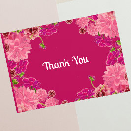 Magenta blommig tack kort