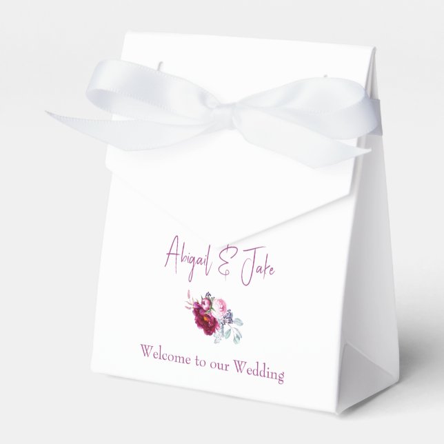 Magenta Blommigt Champagne White Bröllop Presentaskar (Framsidan Sidan)