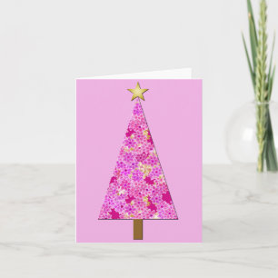 Magenta blommigt, modern Julgran Helgkort