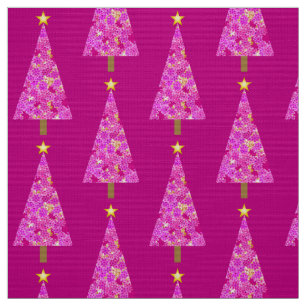 Magenta blommigt, modern Julgran Tyg