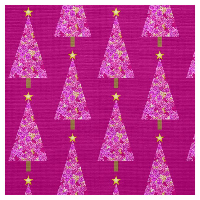 Magenta blommigt, modern Julgran Tyg (Provkarta)