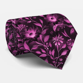 Magenta Blommigt Neck Tie Slips