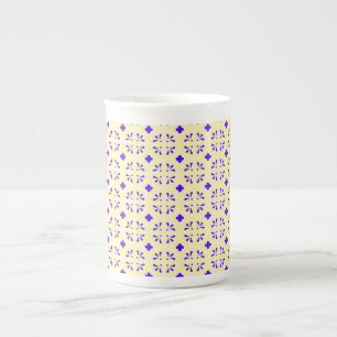 magenta blommor benporslin mugg