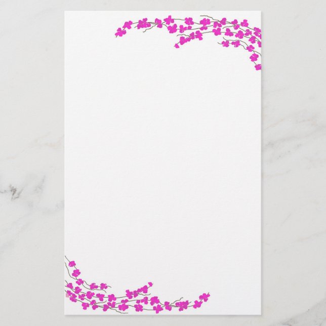 Magenta Blommor Brevpapper (Framsida)
