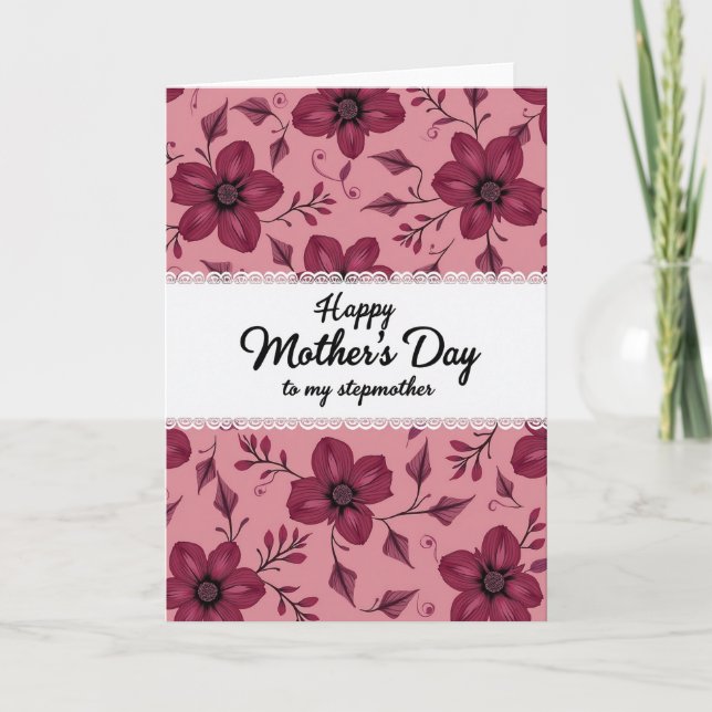 Magenta Blommor Dagkort Kort (Framsida)