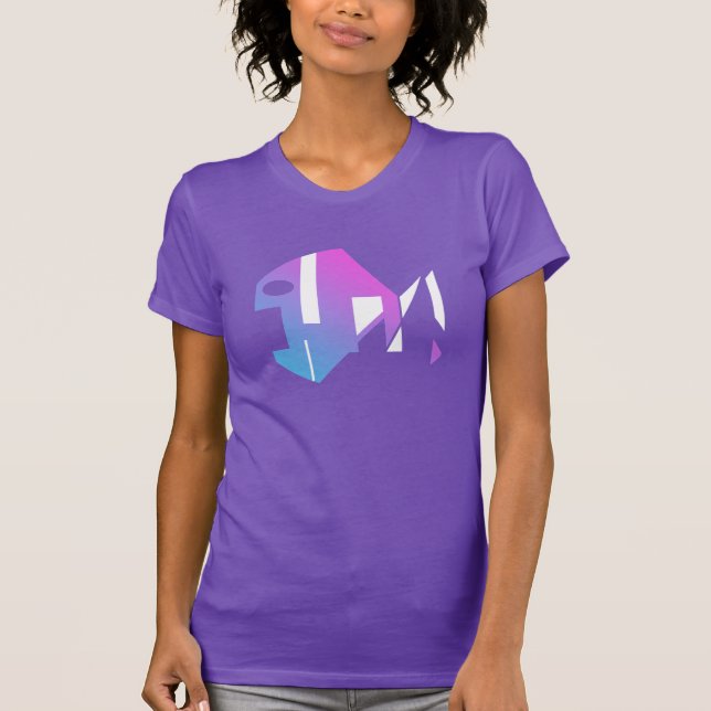 Magenta Blue White Modern Pop Art Fish Abstrakt T Shirt (Framsida)