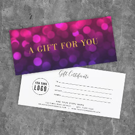 Magenta Bokeh Ljus Faux Guld Gift Certificate