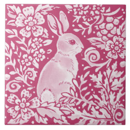 Magenta Bunny Rabbit Woodland Animal Natature Blom Kakelplatta
