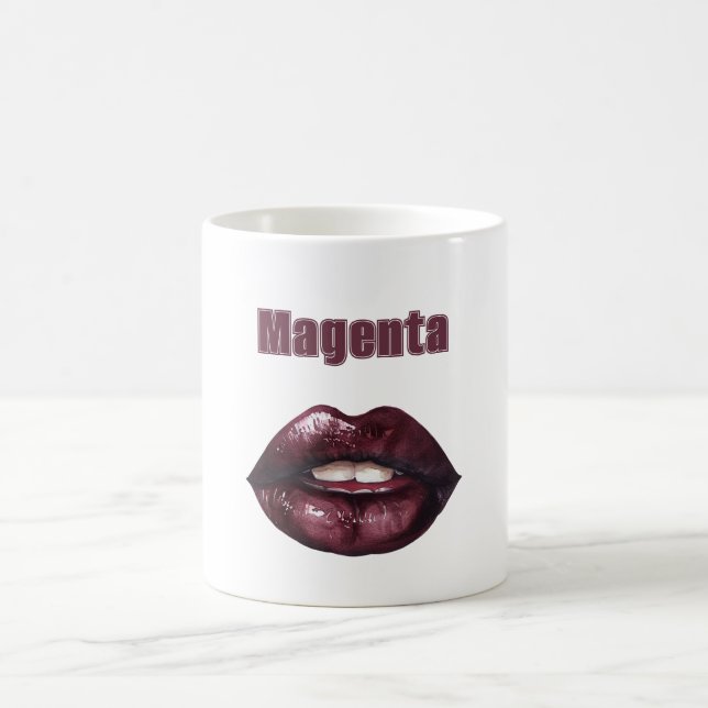 Magenta Burgunder Röda Läppar Kaffemugg (Center)
